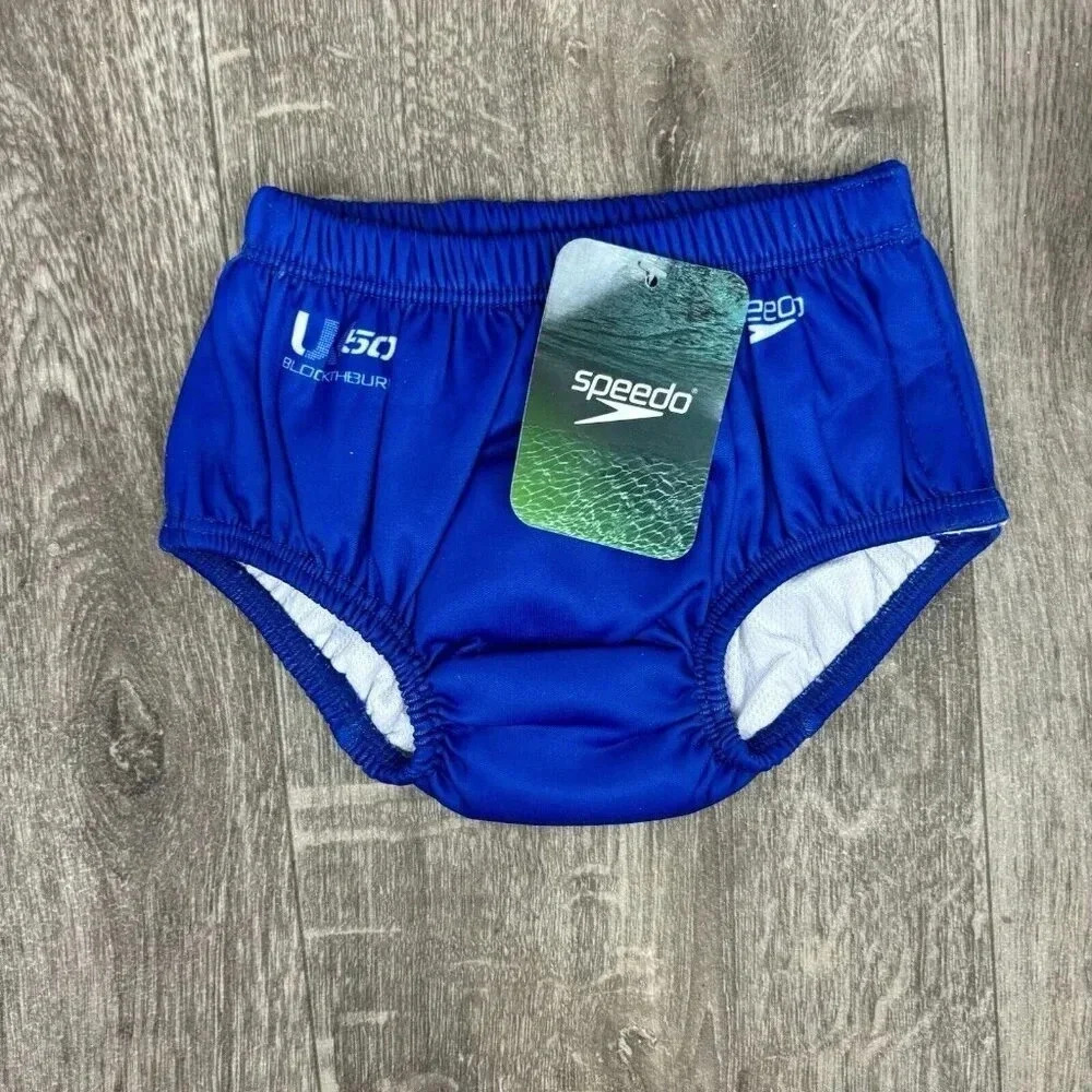 Speedo Infant Swim Diaper Blue Shark w/ Snaps Size M: 12 Months 18-22 lbs New